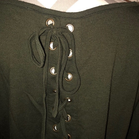 Women's Olive Green Staccato Alberta Lace Up Back Knit Top - Size XL - Picture 6 of 7